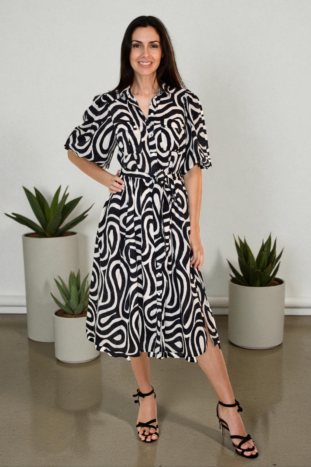 Abstract Swirl Shirt Dress
