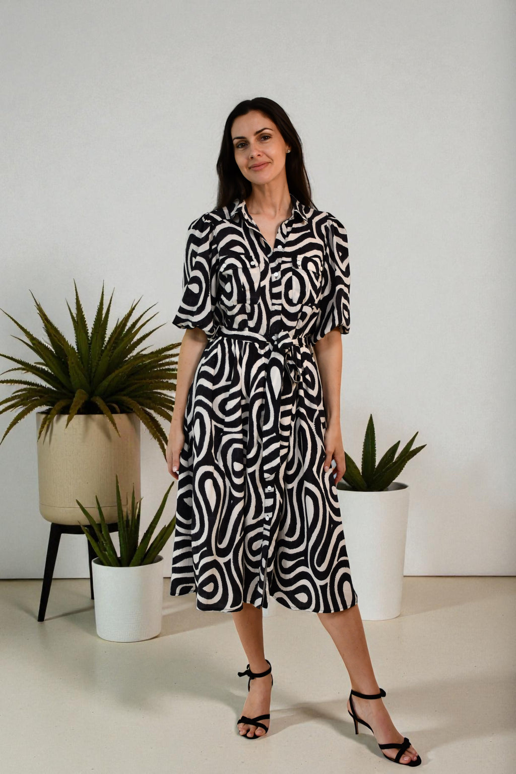 Abstract Swirl Shirt Dress