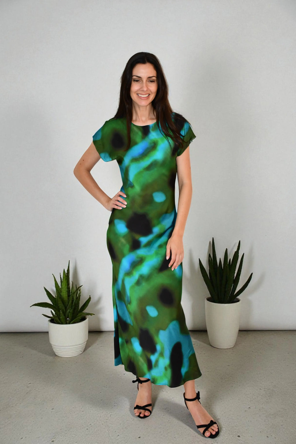 Emerald Mist Satin Maxi Dress Jess The Molly