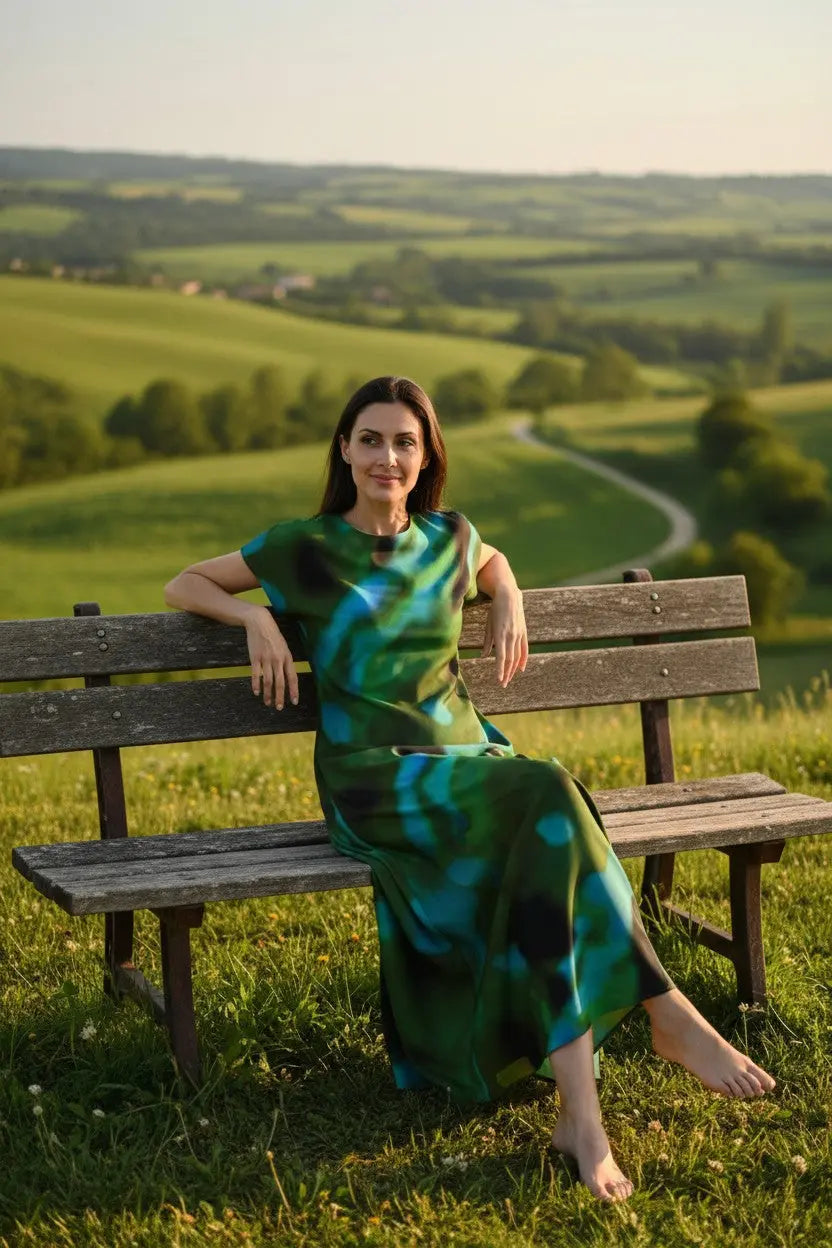 Emerald Mist Satin Maxi Dress Jess The Molly
