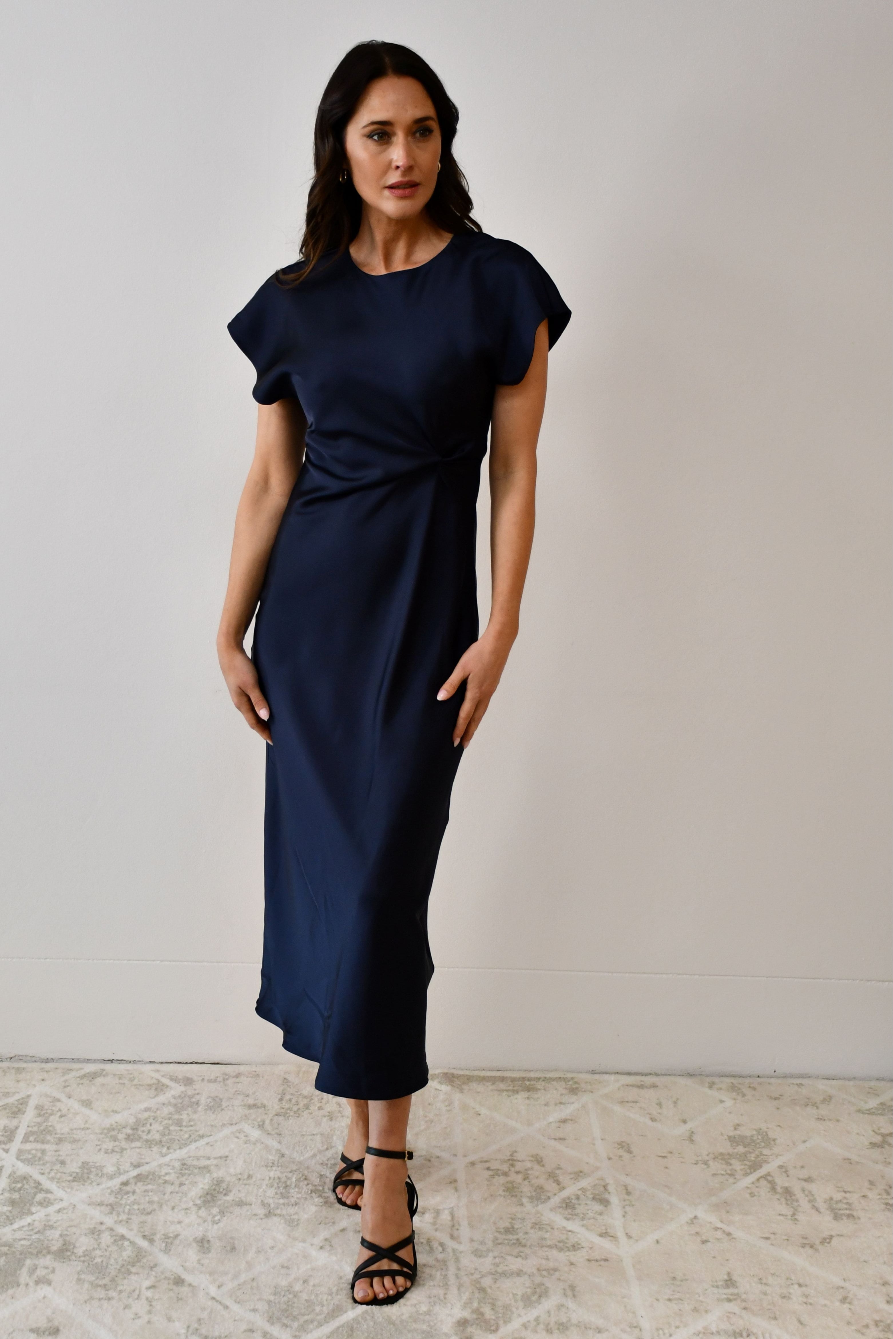 Satin Twist-Front Maxi Dress