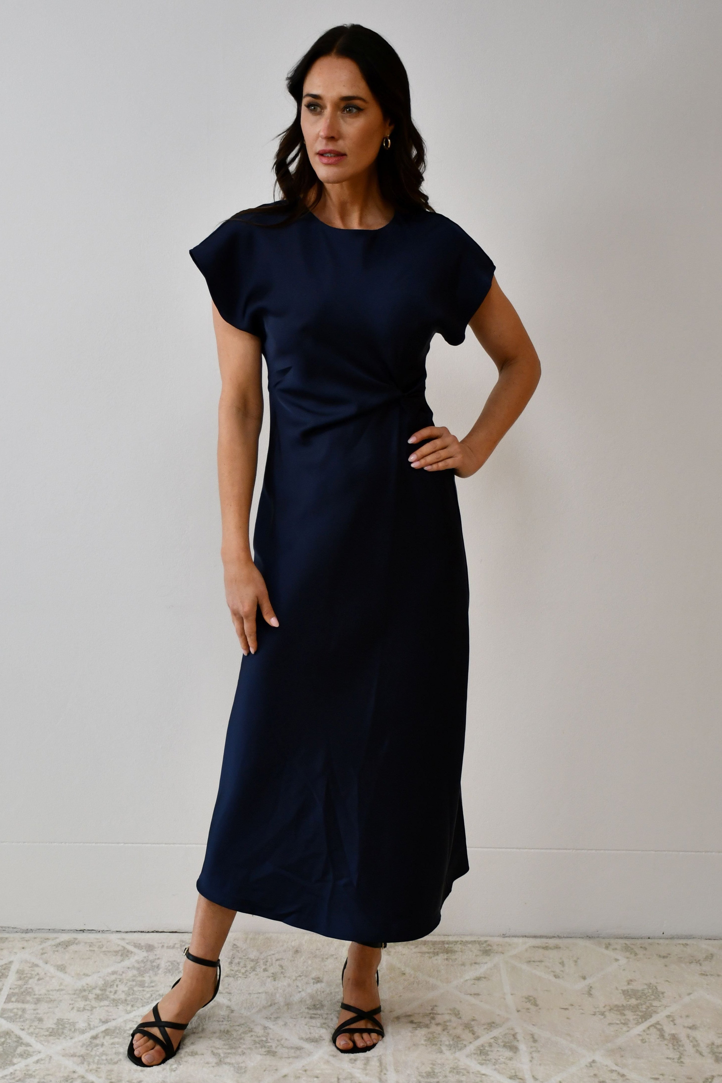 Satin Twist-Front Maxi Dress