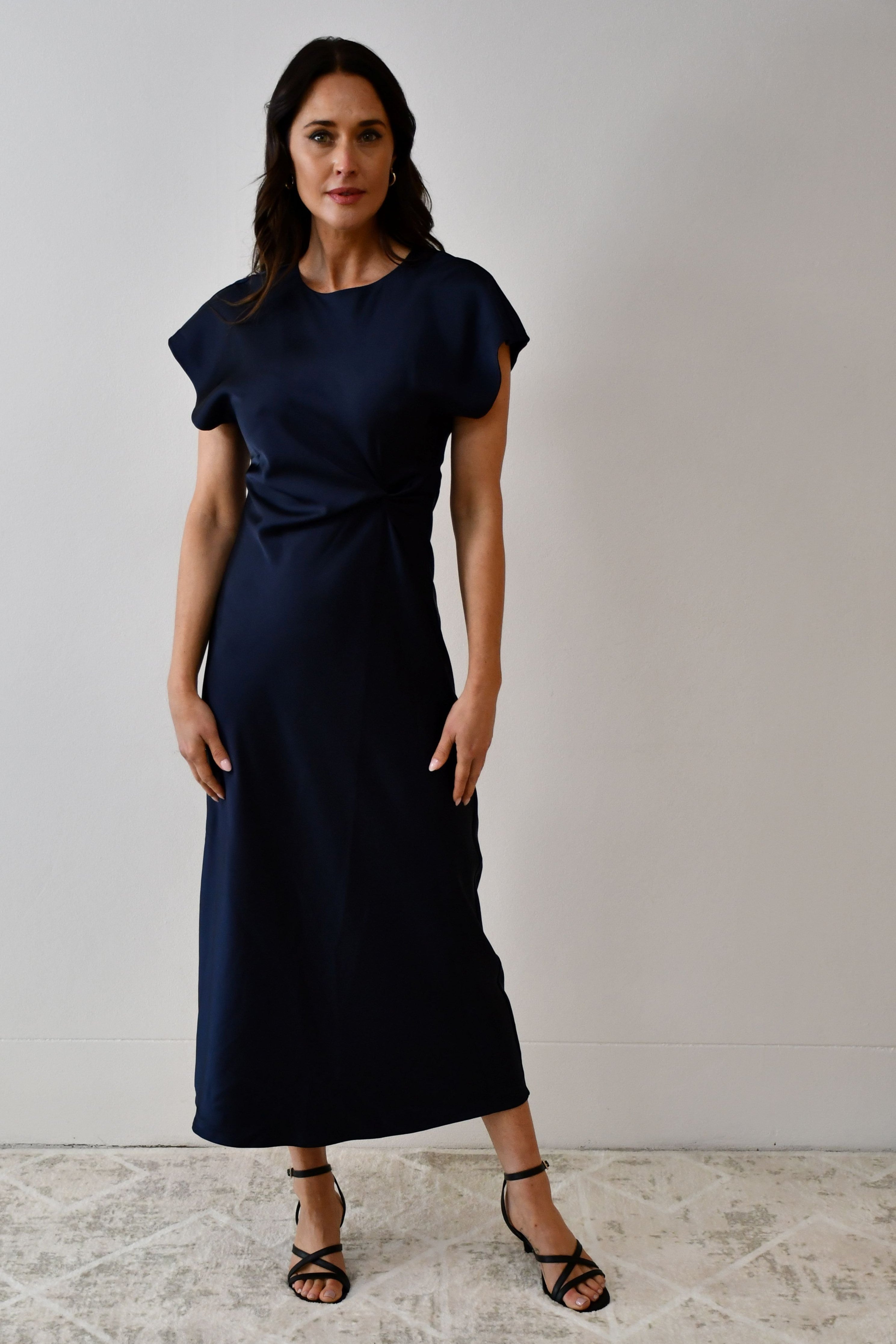 Satin Twist-Front Maxi Dress