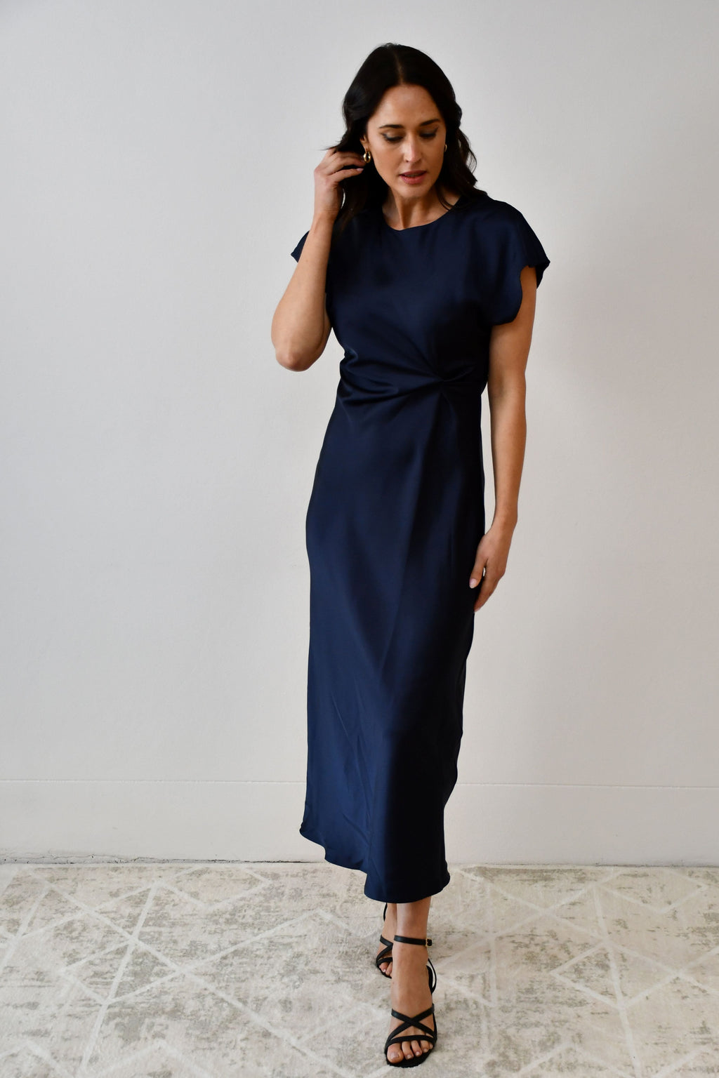 Satin Twist-Front Maxi Dress