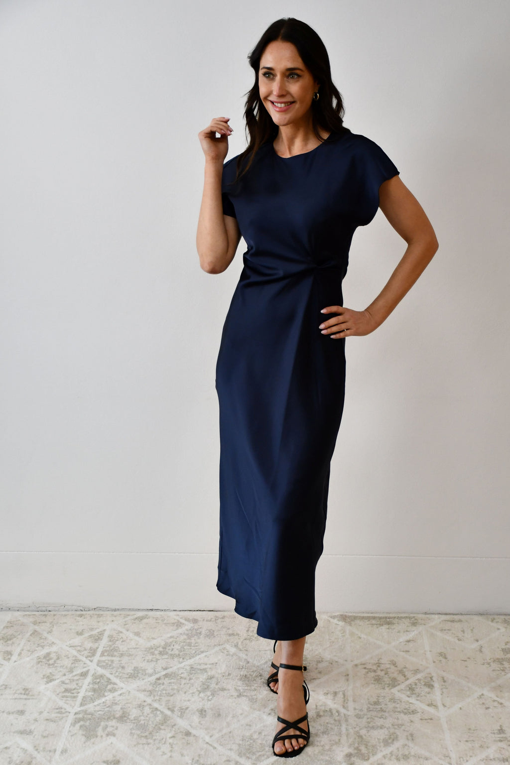 Satin Twist-Front Maxi Dress