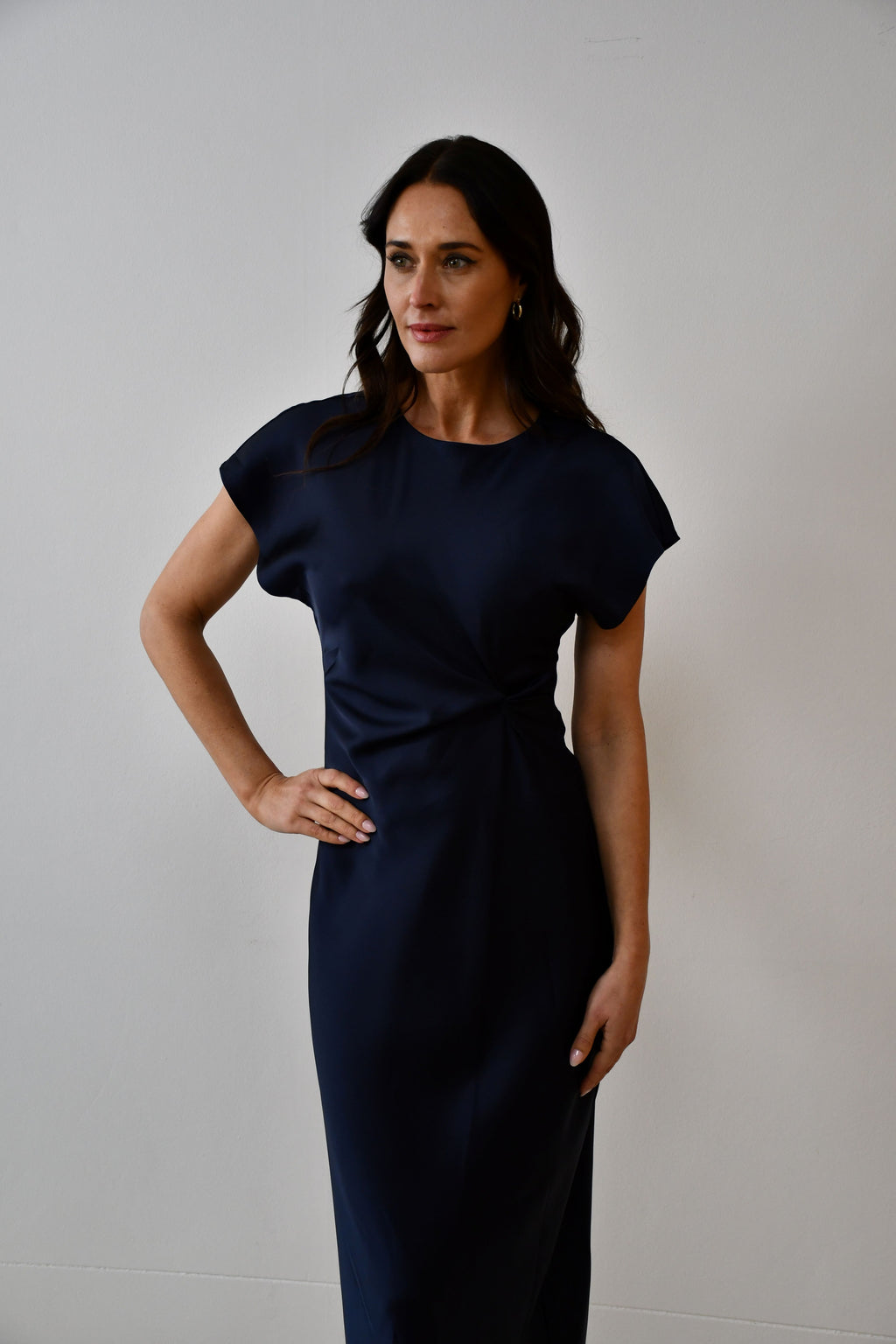 Satin Twist-Front Maxi Dress