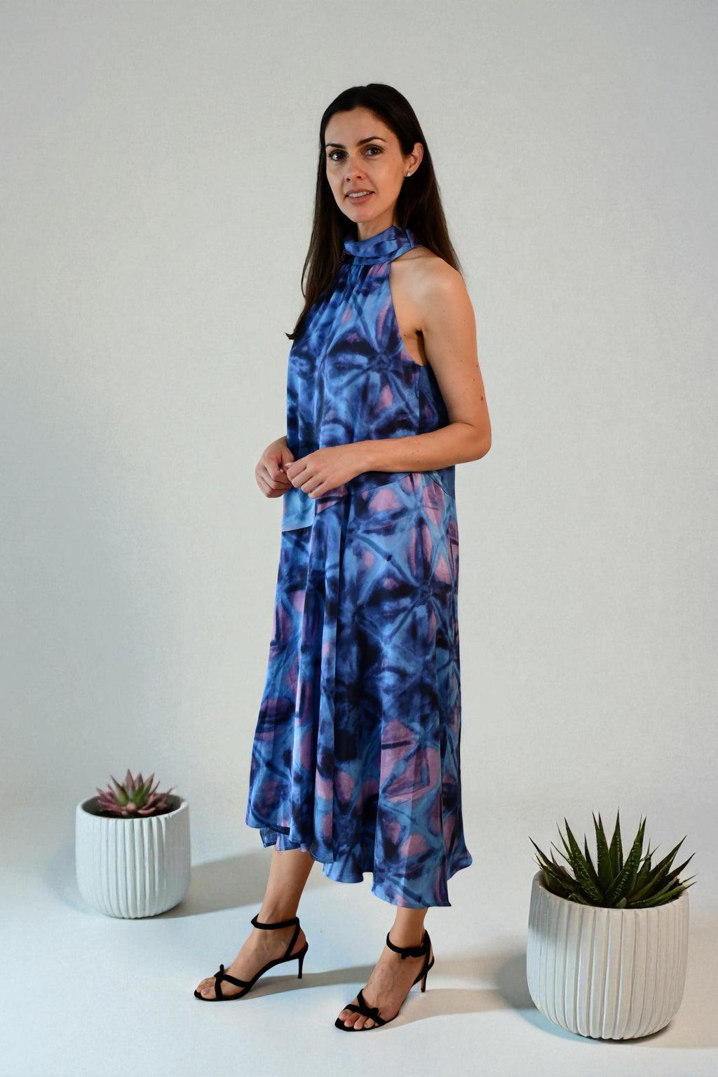 Dream Halter Midi Dress - Blue