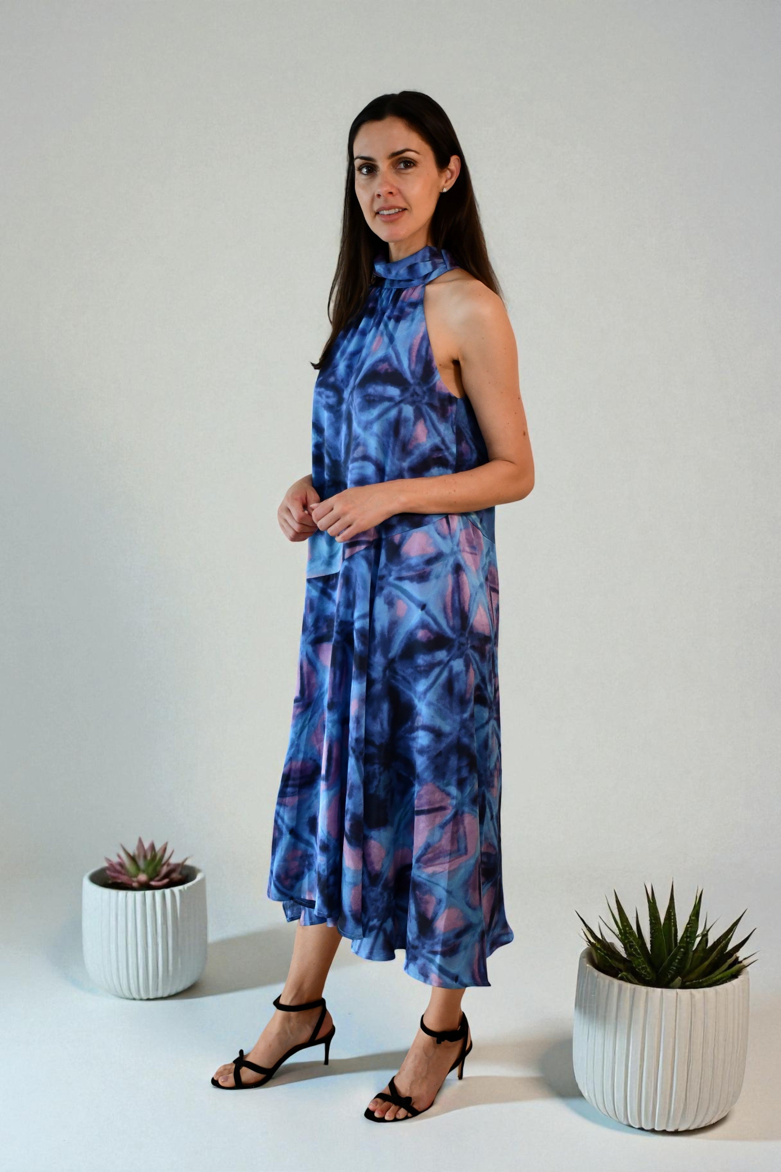 Dream Halter Midi Dress - Blue