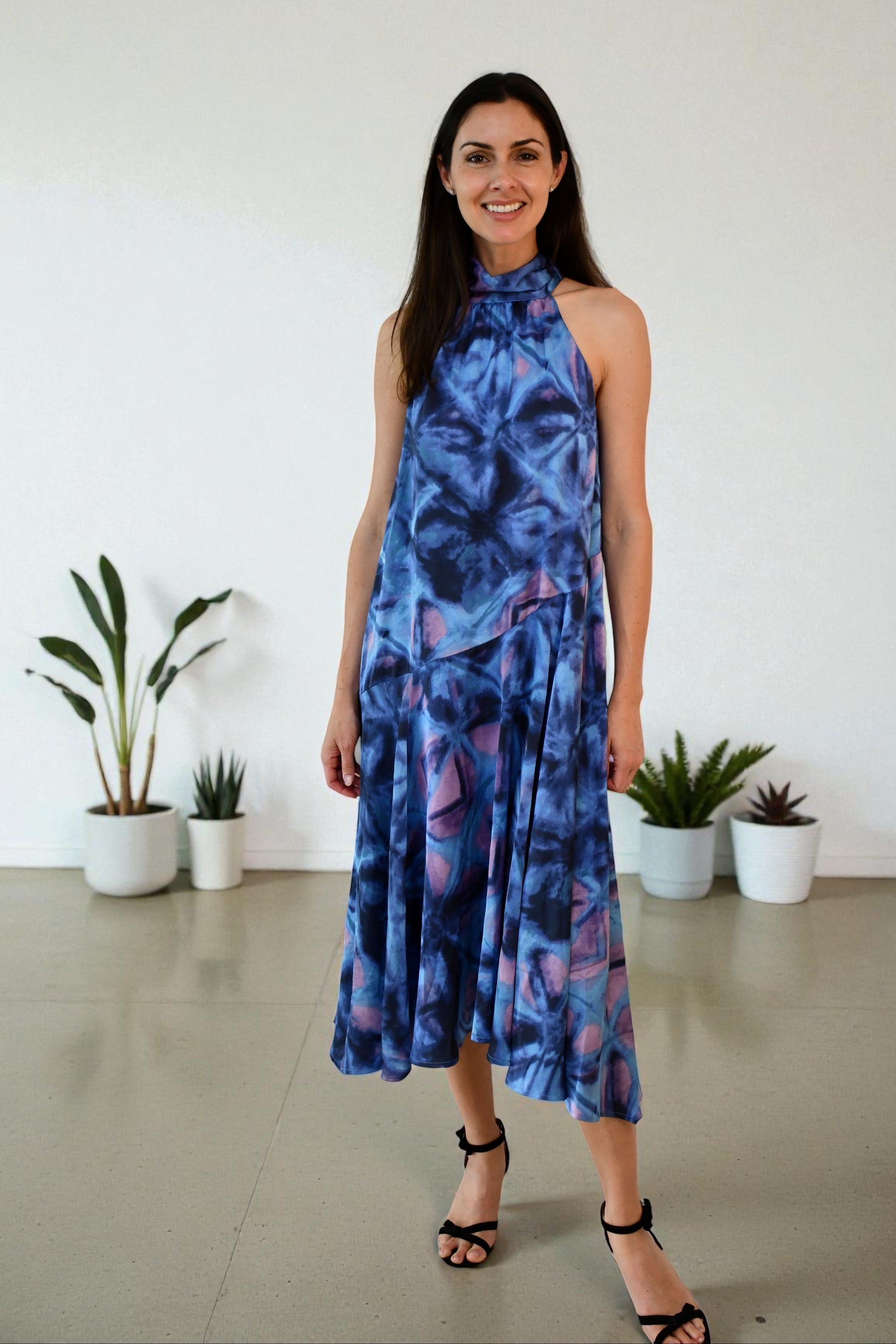 Dream Halter Midi Dress - Blue
