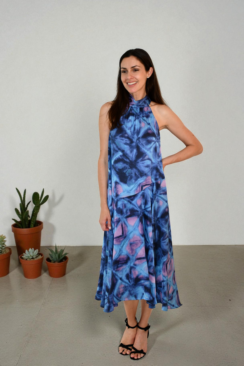 Dream Halter Midi Dress - Blue