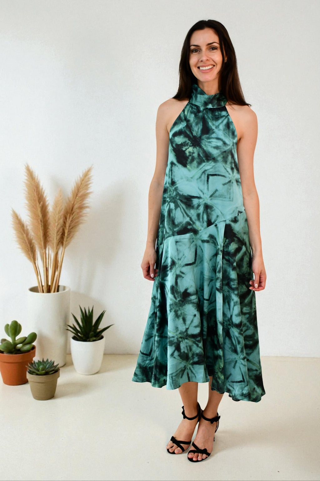 Dream Halter Midi Dress - Green