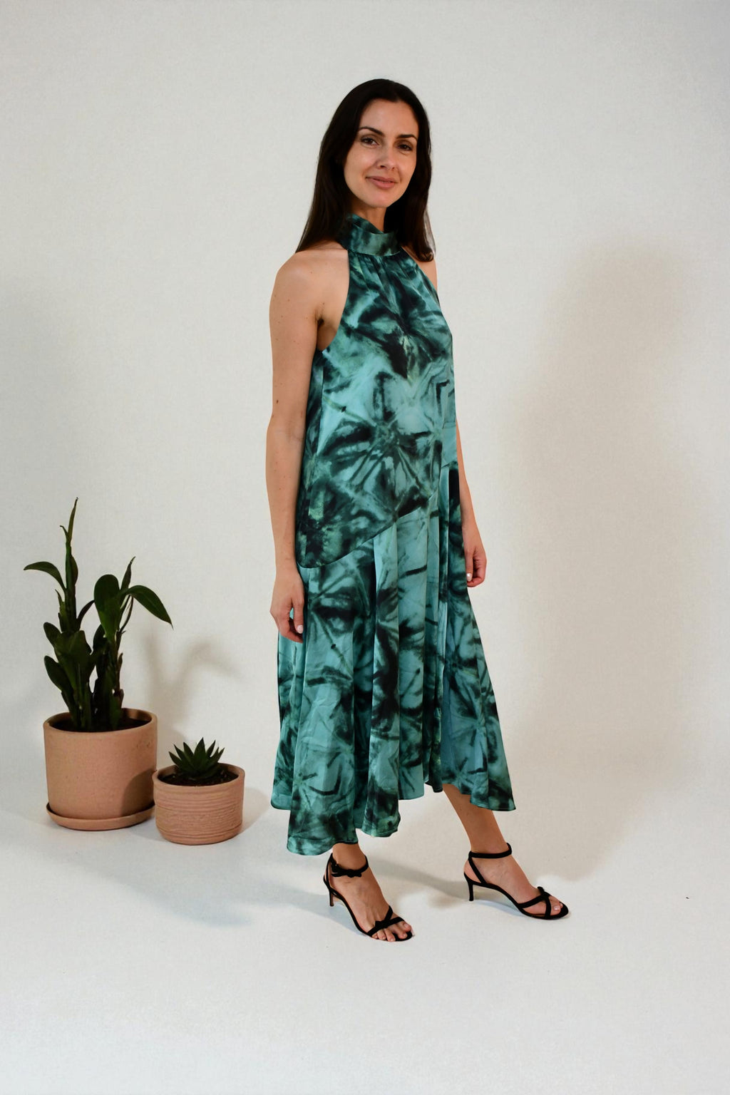 Dream Halter Midi Dress - Green