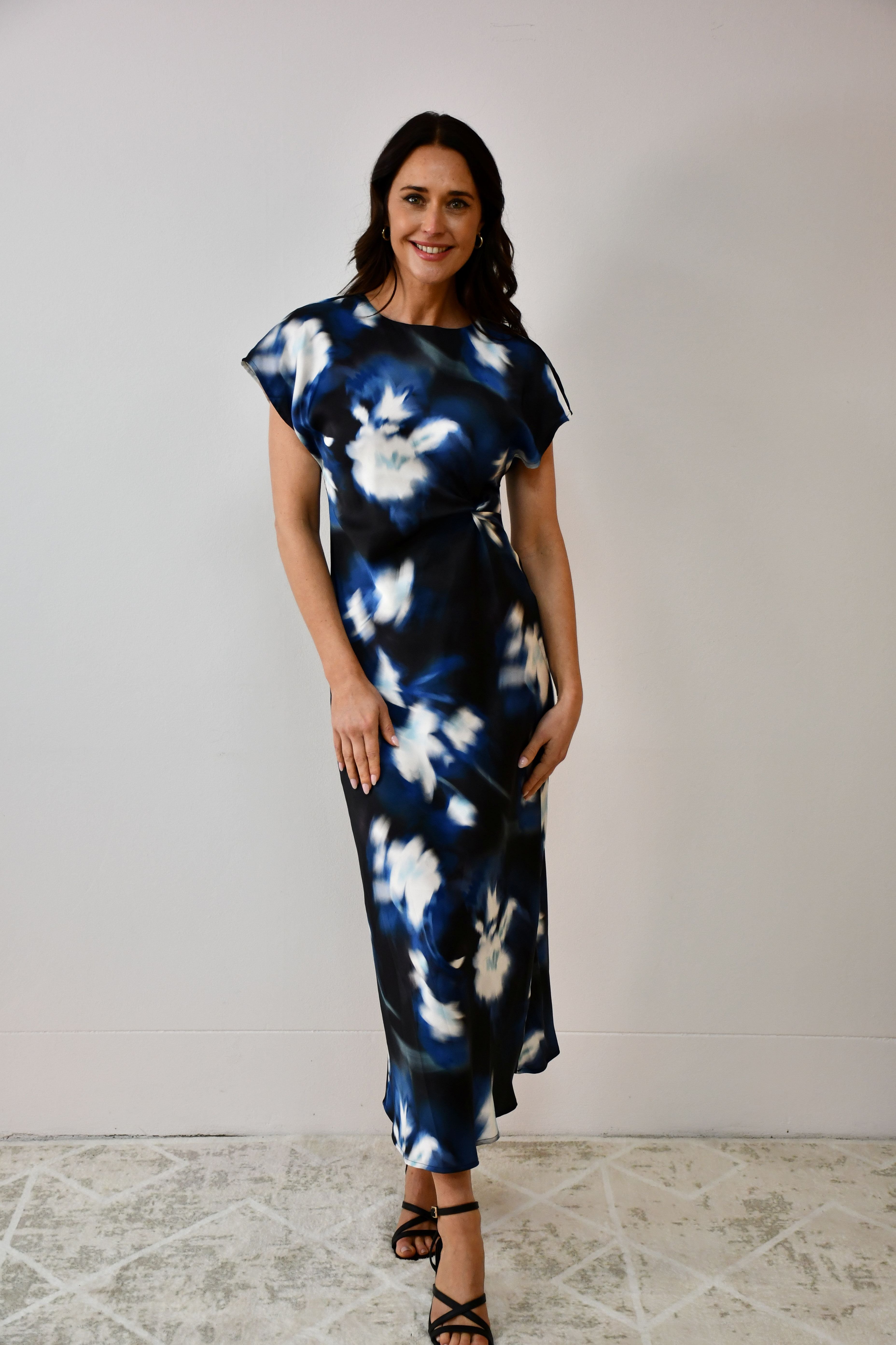 Satin Twist-Front Maxi Dress