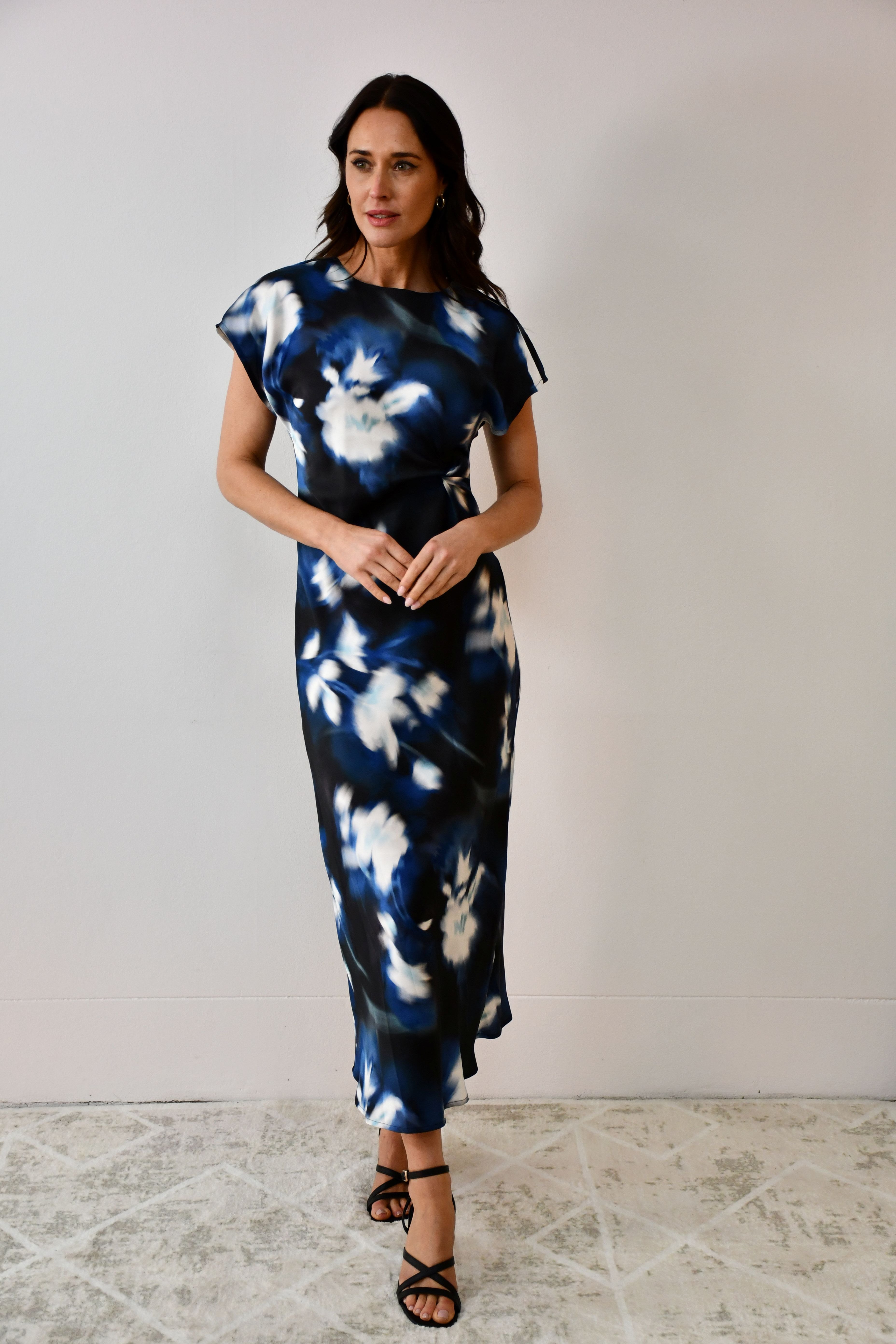 Satin Twist-Front Maxi Dress