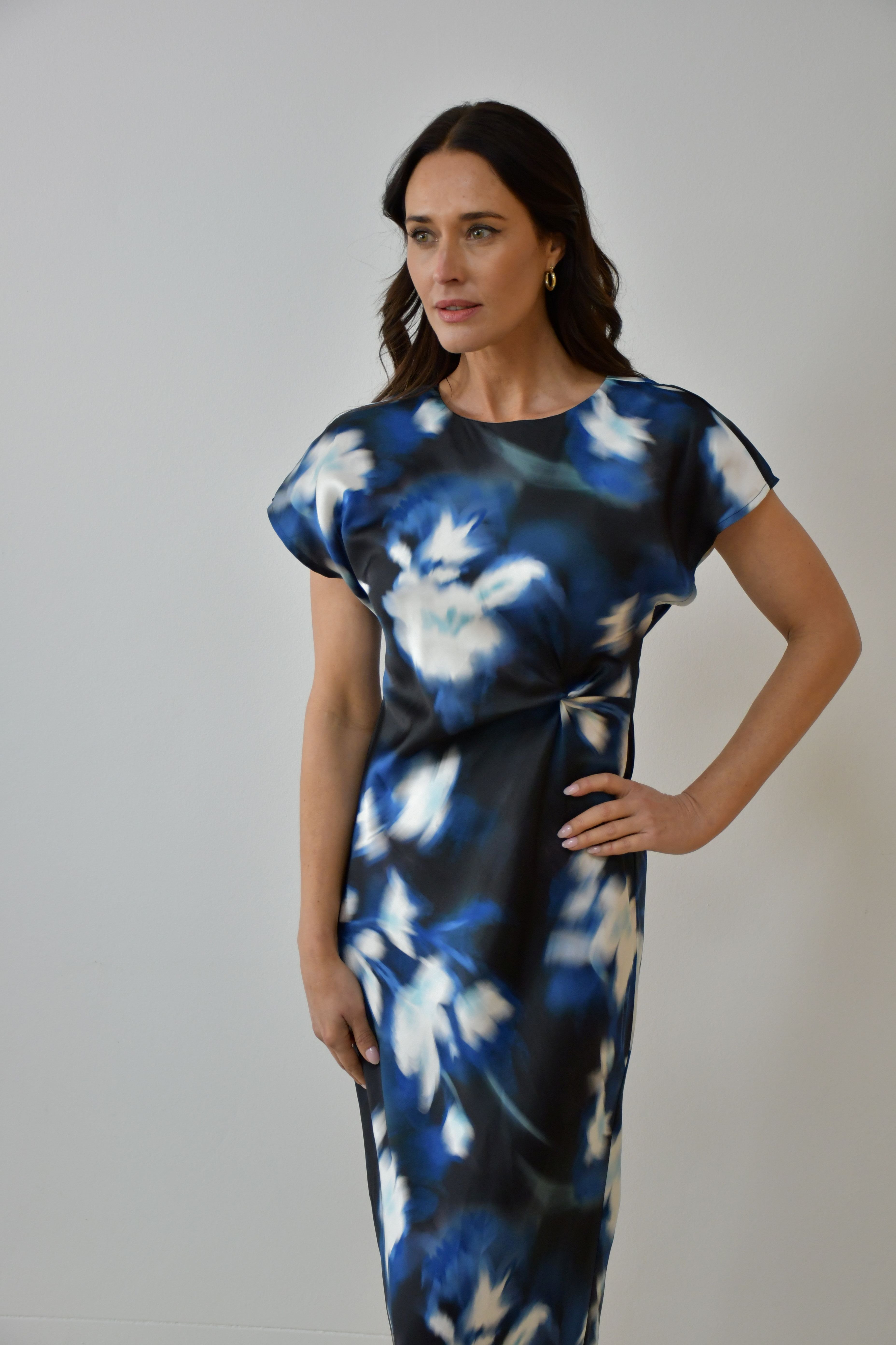 Satin Twist-Front Maxi Dress