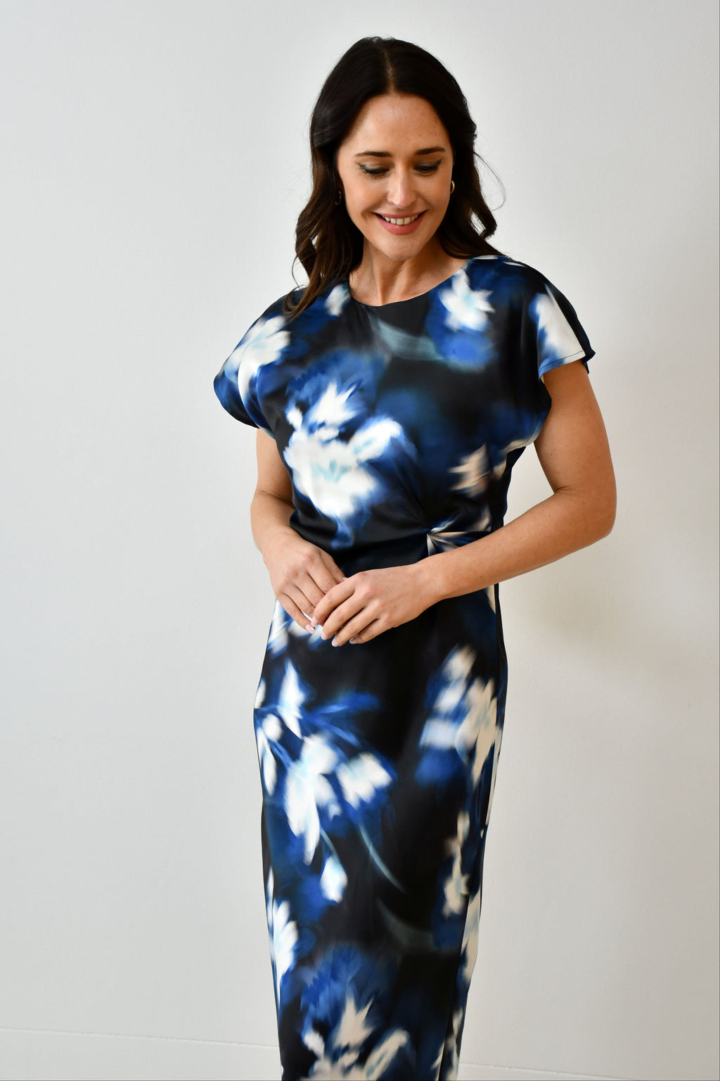 Satin Twist-Front Maxi Dress