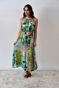 Tropical Halter Neck Midi Dress